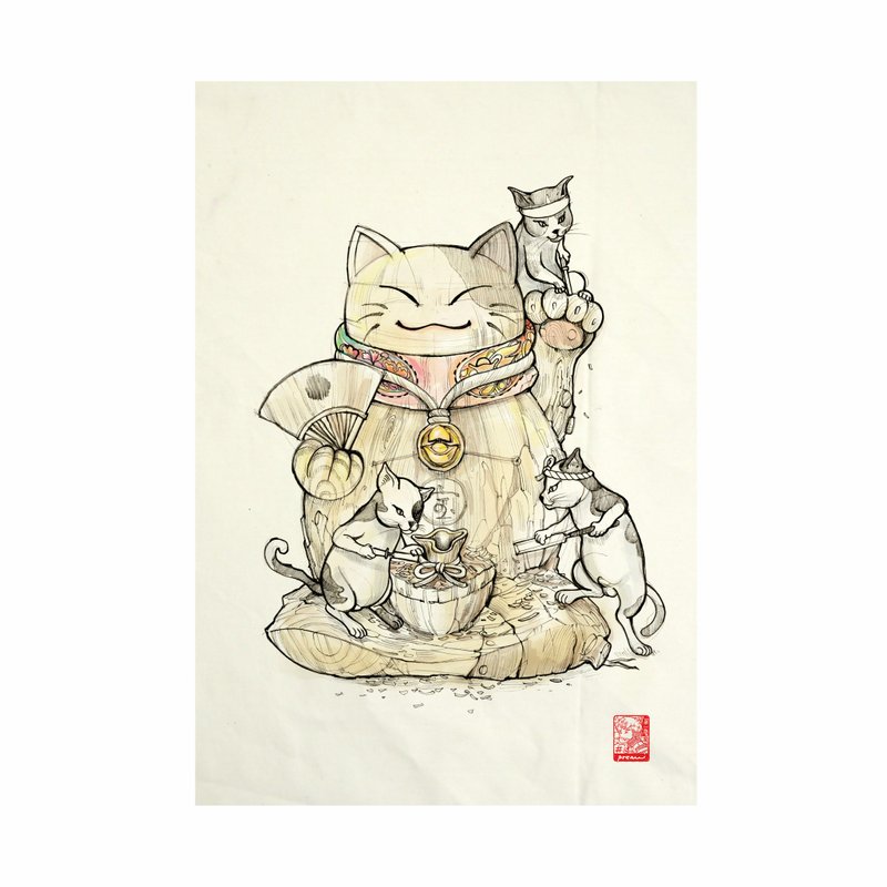 Maineiki Neko Fabric Art  Canvas No frame - 其他 - 棉．麻 白色
