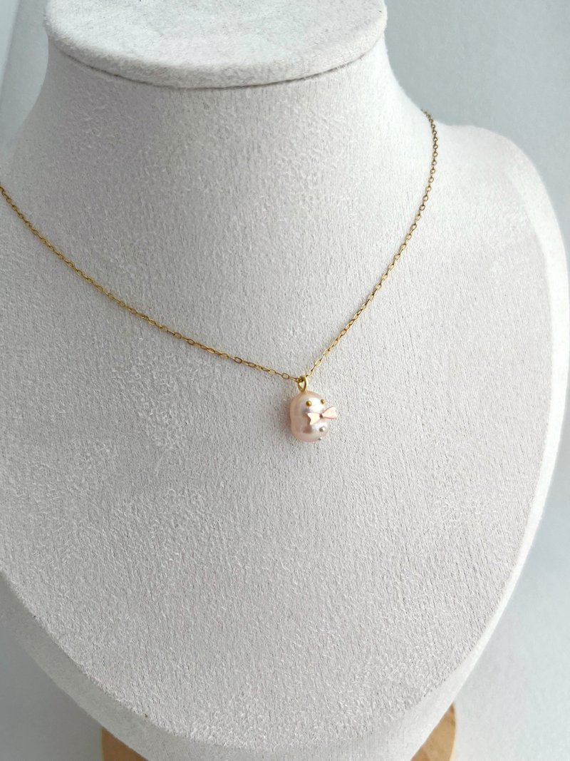 裸感巴洛克雪人925銀項鏈 - 鎖骨鍊 - 珍珠 