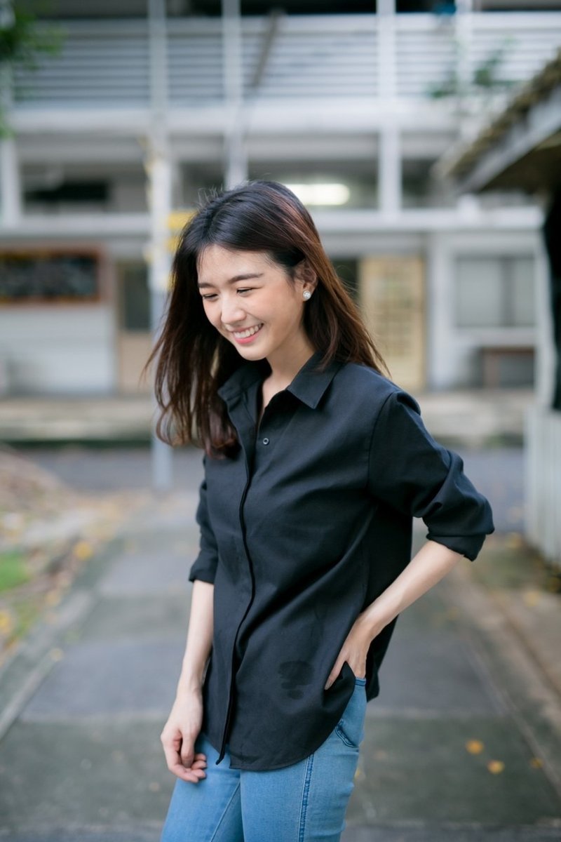 Oxford longsleeves shirt - 女襯衫 - 其他材質 黑色