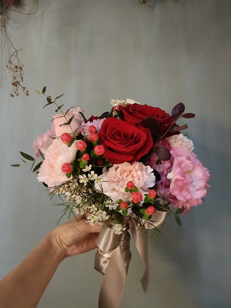 紅粉色系新娘捧花 鮮花 - 乾花/永生花 - 植物．花 
