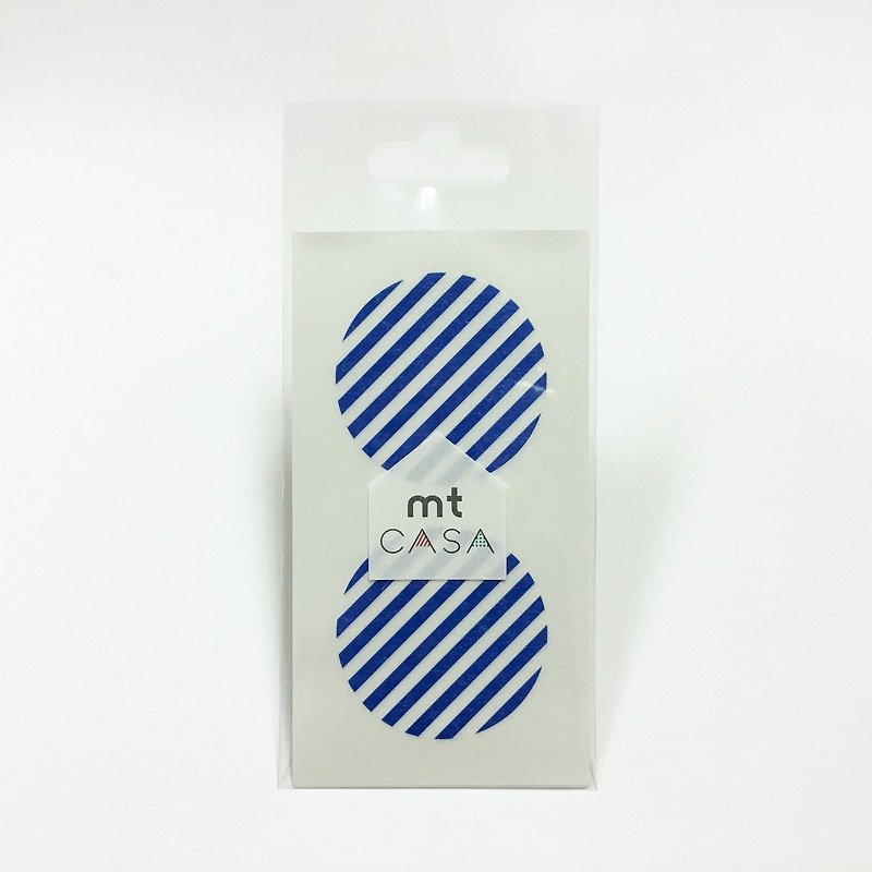 日本KAMOI mt CASA Seal 和紙圓貼【斜紋 藍 (MTCDS024)】 - 壁貼/牆壁裝飾 - 紙 藍色