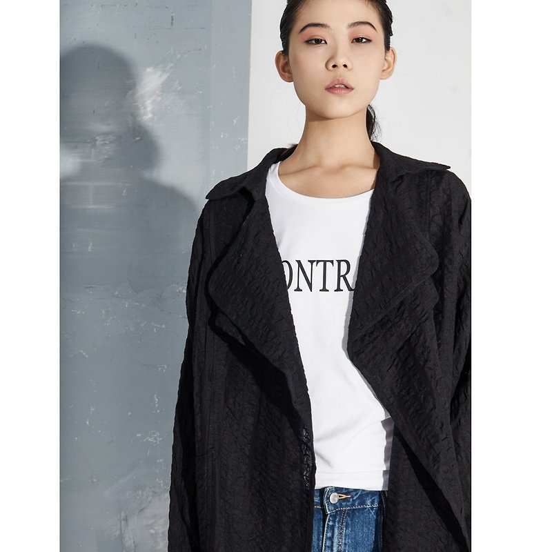 【IN stock 】Linen  coat - เสื้อแจ็คเก็ต - ผ้าฝ้าย/ผ้าลินิน สีดำ