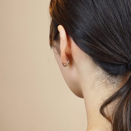 14K/10Kゴールド クロスフープピアス (小) (ホワイトゴールド/イエロー