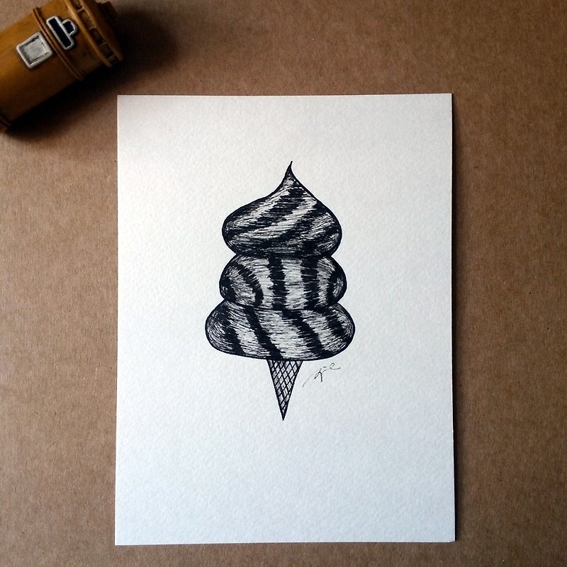 Hand drawing card/postcard (ice cream-manuscript)