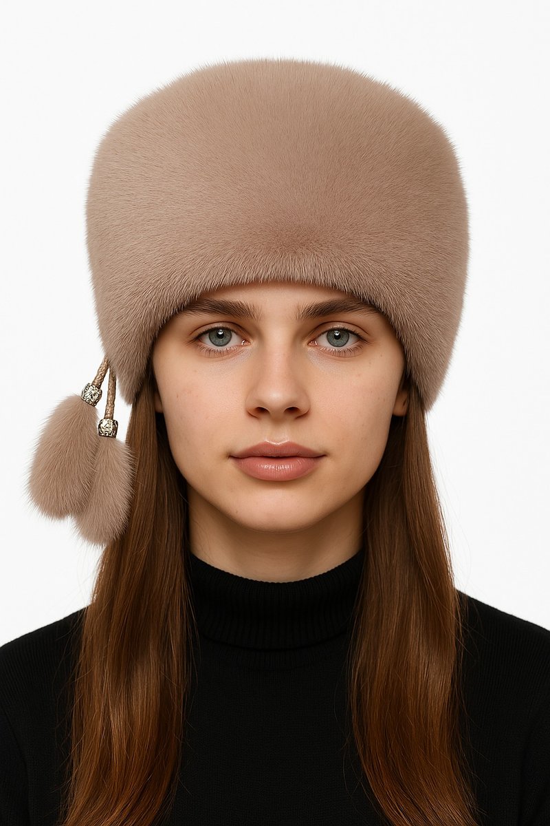 Mink Hat for Womens Luxury Real Fur Hat Winter Russian Fur Hat Kubanka Fur Hat - 帽子 - 其他材質 多色
