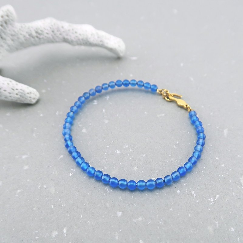 Chalcedony Bracelet 24K Gold - สร้อยข้อมือ - ทอง 24 เค สีน้ำเงิน