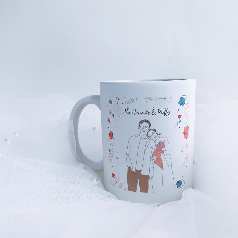 Custom-made face-like painting | portrait pet classic mug (including a card) - Beverage Holders & Bags - Pottery White
