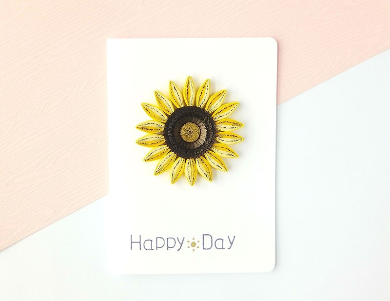 Hand made decorative cards-sunflower - การ์ด/โปสการ์ด - กระดาษ สีเหลือง
