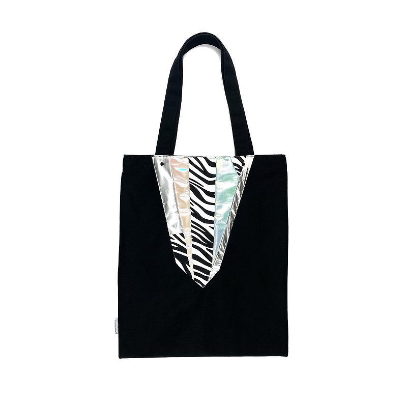 CINDERACHEL handmade creative stitching canvas bag large capacity canvas tote bag - Handbags & Totes - Other Materials Black