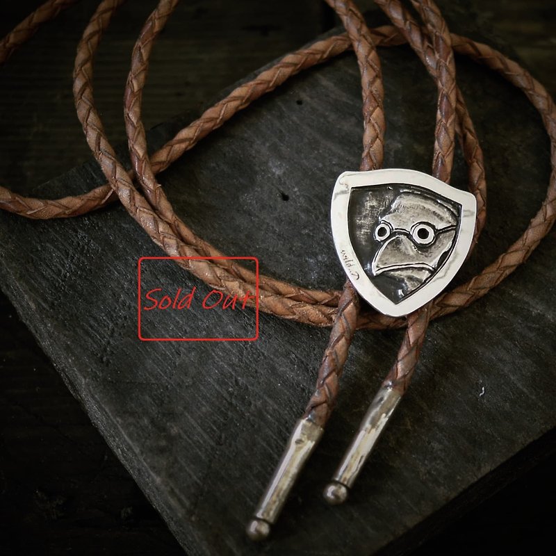 Plague doctor embossed handmade 925 silver Paul tie plague doctor silver bolo tie - Ties & Tie Clips - Sterling Silver Silver
