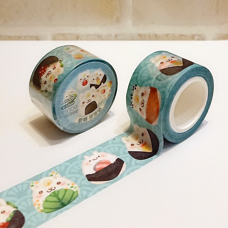 Masking Tape-Rice Ball Bunny(Bule) - Washi Tape - Paper Blue