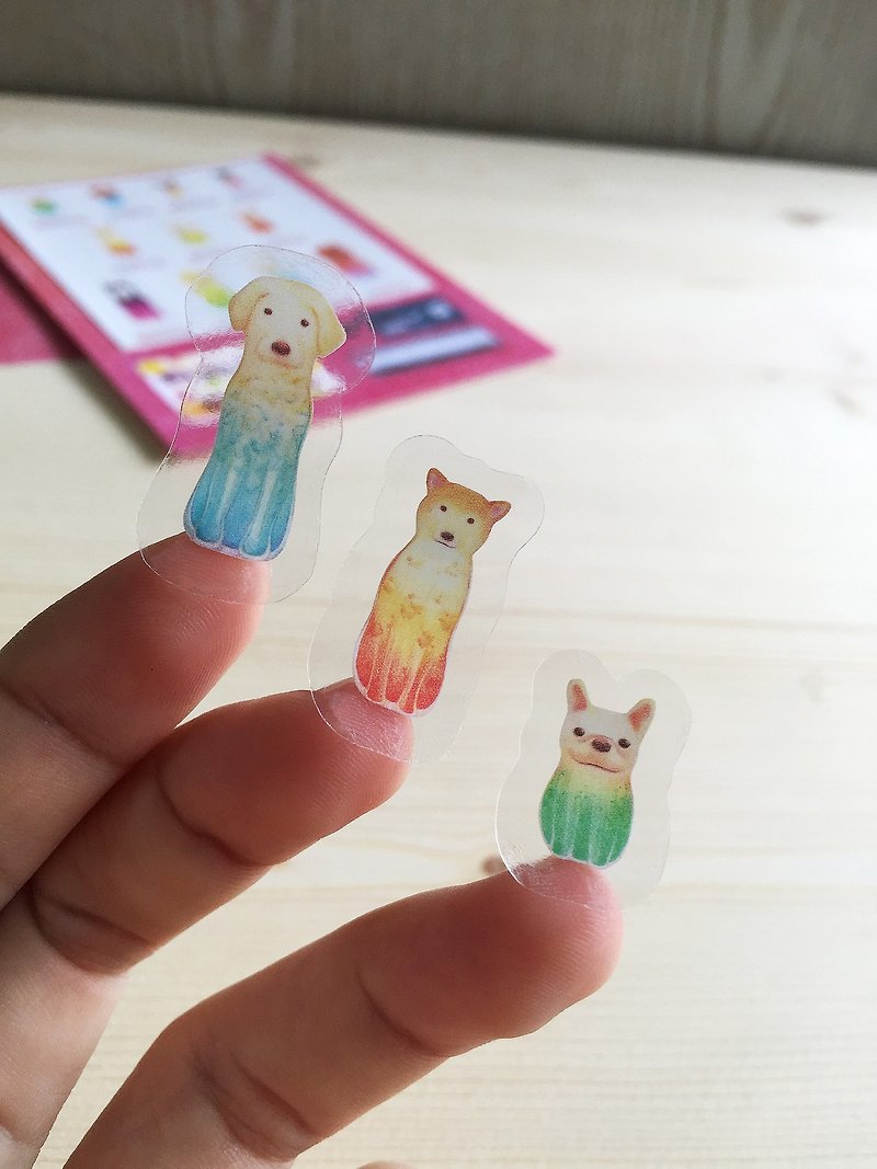 The Doggy Drink- transparent stickers - Stickers - Paper Red