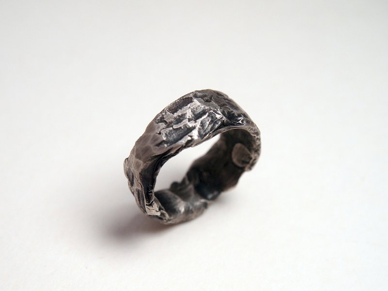 Coal Series  #a301 Melted Rock Ring - แหวนทั่วไป - เงิน สีเงิน