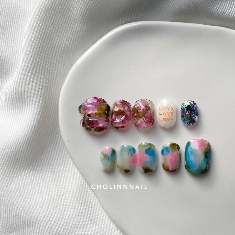 Rose Garden - Customized Handmade Wearable Nail Art Chips - Other - Other Materials Multicolor