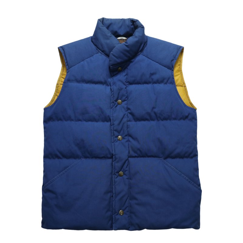 70-80s Eddie Bauer 藍色羽絨背心 鵝絨背心 - 男背心 - 尼龍 藍色