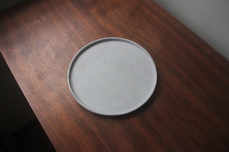 Large disc | round Cement storage tray water tray candle holder business card tray insulation pad small storage - Storage - Cement Gray