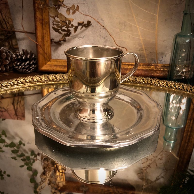 Anglo-American silver-plated tin plate coffee cup set
