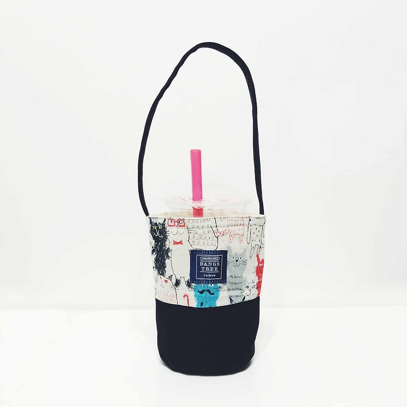 Drink bag - crayon pussy - Beverage Holders & Bags - Cotton & Hemp Black