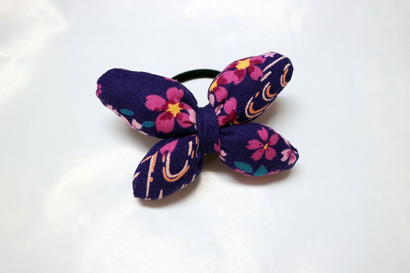 Purple Q Cotton Butterfly Hair Tie Hair Ring*SK* - เครื่องประดับผม - ผ้าฝ้าย/ผ้าลินิน สีม่วง