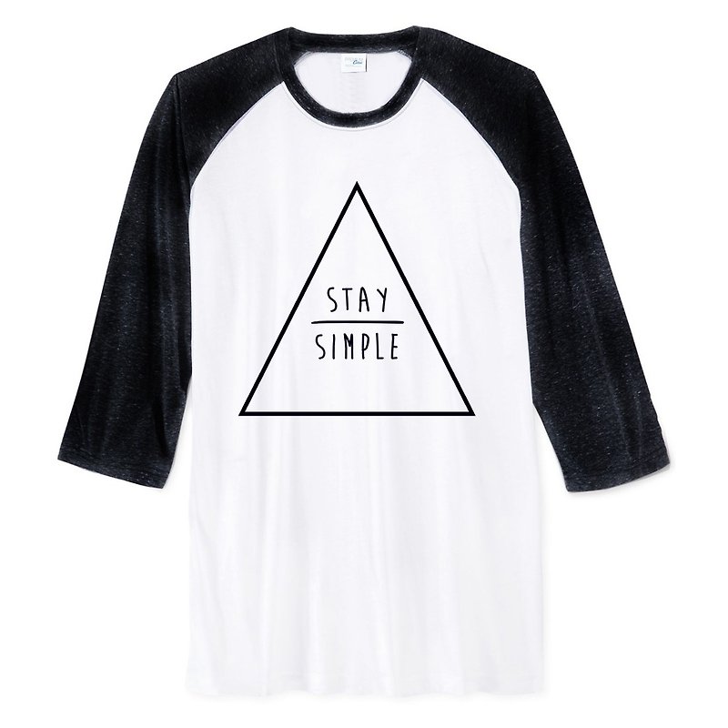 STAY SIMPLE Triangle [Spot] Unisex three-quarter sleeve T-shirt 2 colors keep it simple triangle geometric design self-made brand fashionable round Wenqing Hipster - เสื้อยืดผู้ชาย - ผ้าฝ้าย/ผ้าลินิน หลากหลายสี