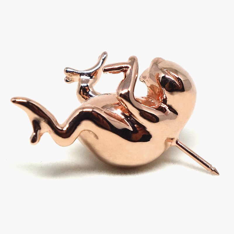 Chick of budgie pin broach SV925 pink gold plated 【Pio by Parakee】雏胸針 - Brooches - Other Metals Pink