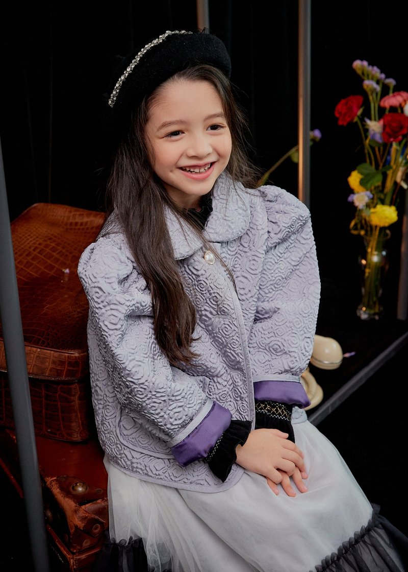 Jacquard padding for girls - Coats - Polyester Gray