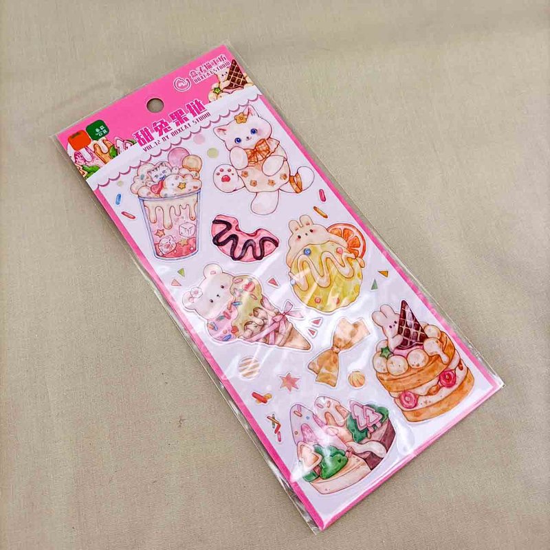 Sweet rabbit fruit tart sticker PVC white ink - Washi Tape - Plastic Multicolor