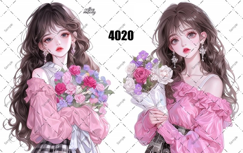 original sticker no.4020 人物ステッカー オリジナルステッカー オリジナル人物ステッカー 装飾ステッカー cotton melody - 貼紙 - 紙 