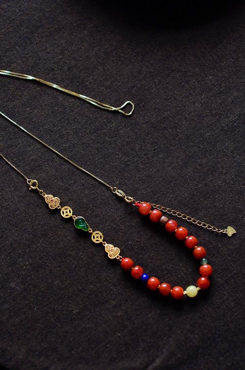 Angel's tears 天使之淚 Jewelry Design 5mm天然原礦南紅 危料翡翠如意老山檀設計單圈手串/變化項鍊s