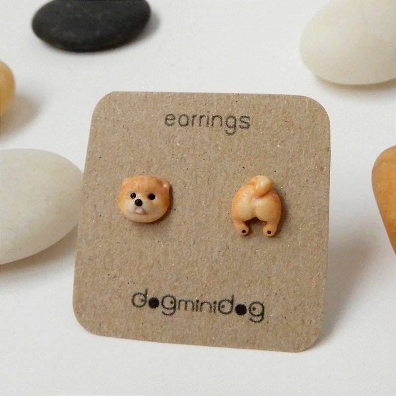 Pomeranianฺ earrings with papercraft box for dog lovers. - Earrings & Clip-ons - Other Materials 
