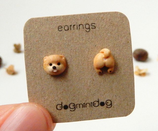 Pomeranian earrings clearance