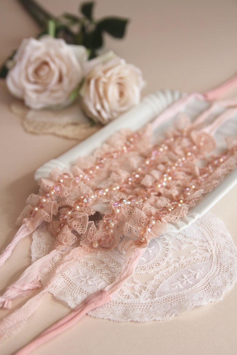 嬰兒頭帶 寶寶頭帶 嬰兒頭飾 頭飾 彌月禮物 彌月頭飾 百日宴頭飾 - 嬰兒帽子/髮帶 - 棉．麻 粉紅色