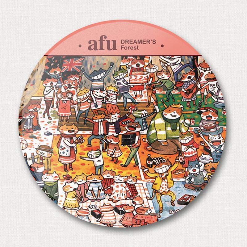 afu陶瓷吸水杯墊-森林狂歡派對 - 杯墊 - 陶 粉紅色