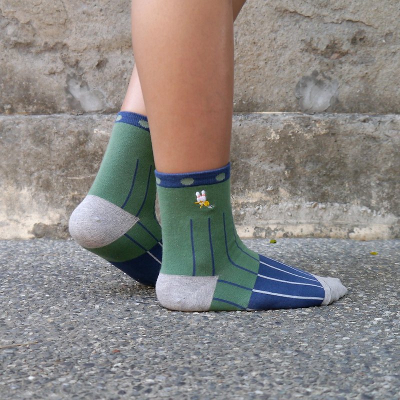 Bowling 3:4 /green/ socks - ถุงเท้า - ผ้าฝ้าย/ผ้าลินิน สีเขียว