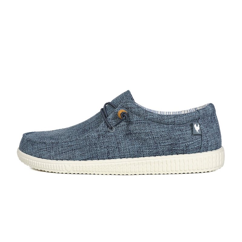 【Walk In Pitas】WALLABI LINEN ultra-lightweight slip-on shoes PI2446-005 Quiet Blue - Men's Casual Shoes - Cotton & Hemp 