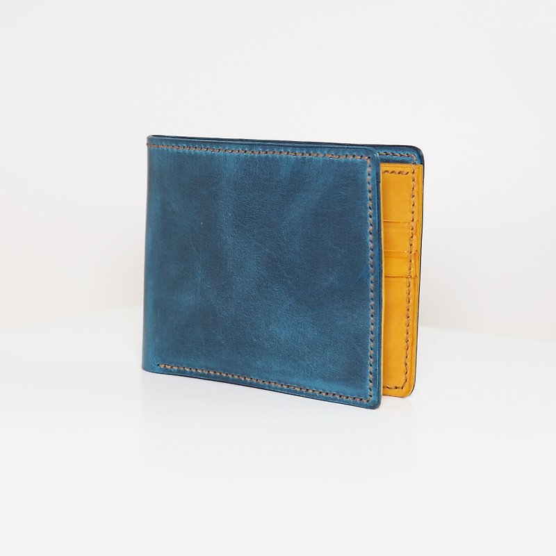 【訂造】銀包短夾 - 馬代的黃昏 - 長短皮夾/錢包 - 真皮 藍色