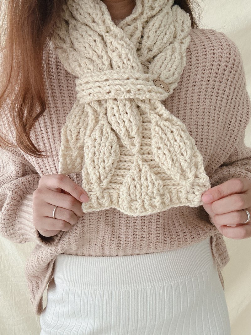 手工鈎織羊毛葉子花樣圍巾材料包教學 - 編織/刺繡/羊毛氈/縫紉 - 羊毛 