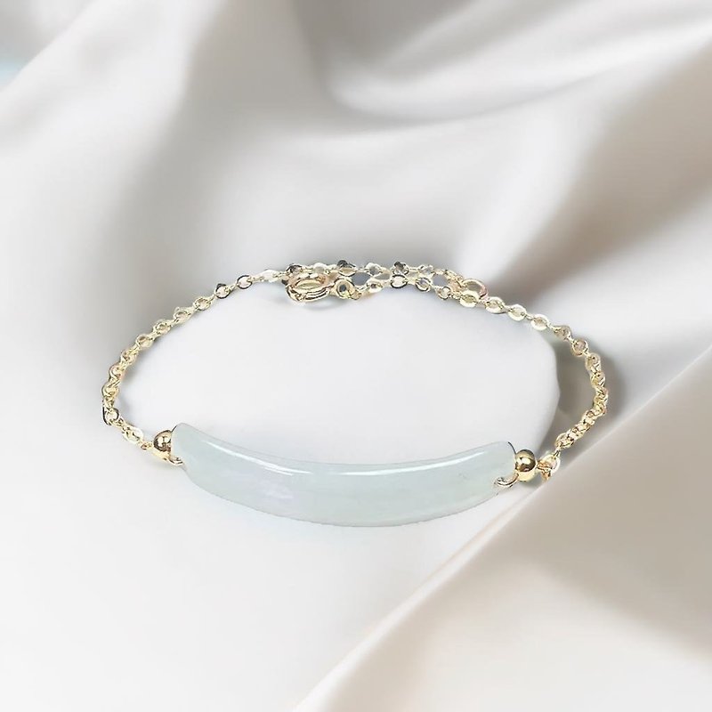 [May Nothing Happen] Ice jadeite Wushi brand design bracelet 14K gold-filled | Natural grade A jadeite | - Bracelets - Jade Transparent