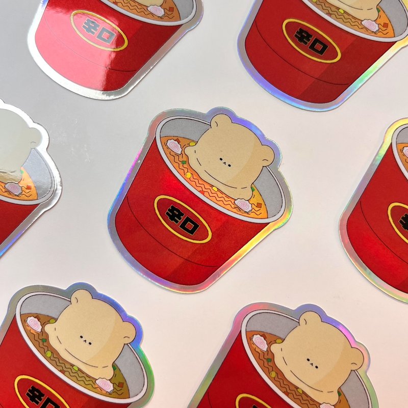 CHiiZ BEAR Cheese Bell Spicy Instant Noodles Laser Waterproof Sticker - สติกเกอร์ - กระดาษ 