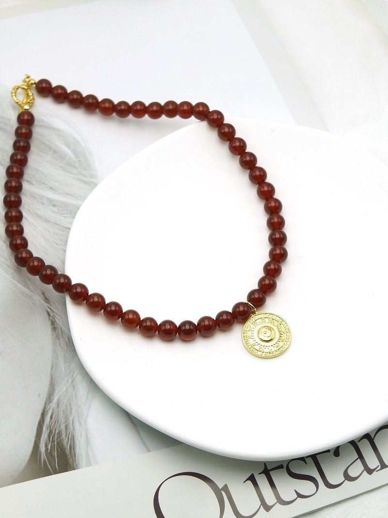 紅瑪瑙項鍊 - 項鍊 - 水晶 紅色