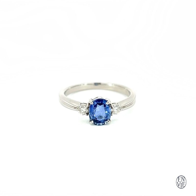 Natural sapphire platinum diamond ring - แหวนทั่วไป - เครื่องประดับ 