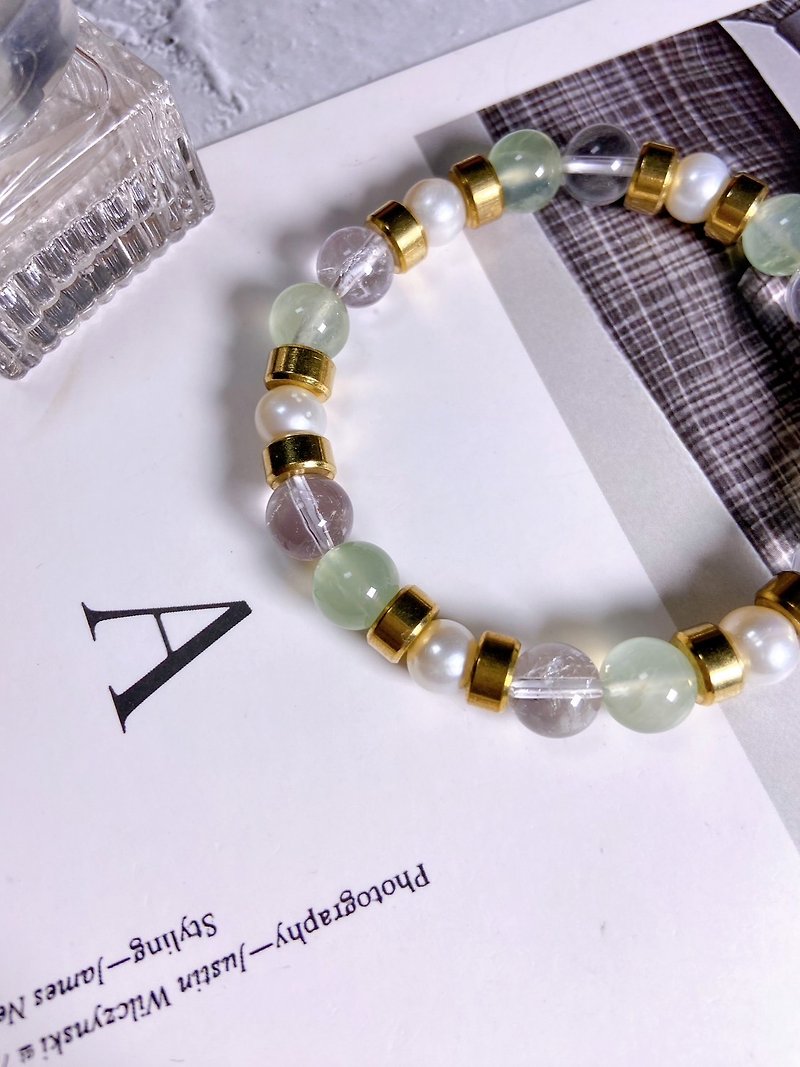 Stone//Light Purple Assay//Pearl// Bronze - Bracelets - Crystal Green
