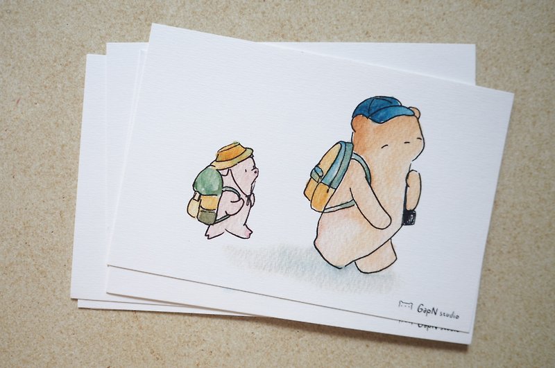 Bears Pig year 2019 postcard Traveler - การ์ด/โปสการ์ด - กระดาษ หลากหลายสี