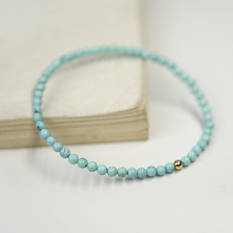 Baby Teal bracelet is very fine raw ore Hubei 18K gold retro small beaded handmade female gift - Bracelets - Semi-Precious Stones 