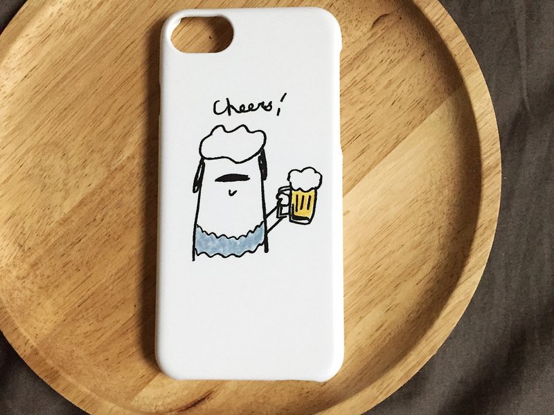 Cheers! Beer dog sheepdog white matte Phone Case - Phone Cases - Plastic White