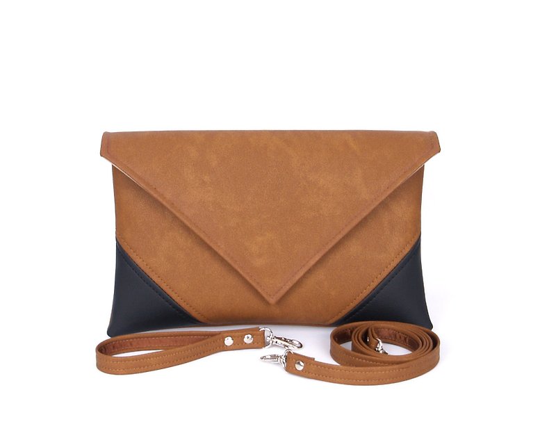 Brown Clutch Bag, Cross Body Clutch Purse, Small Purse, Brown Handbag - 手拿包 - 人造皮革 
