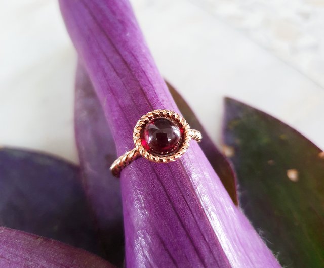 92 5シルバーリング レッドガーネットジェムストーン18kピンクゴールドメッキ ショップ Atgems リング Pinkoi