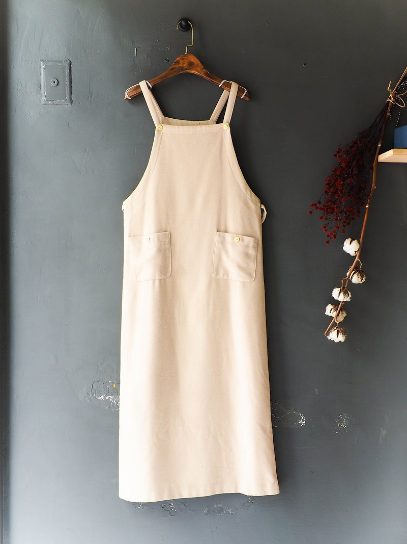 River Hill - Warm Spring Apricot Yellow Youth Log Antique Cotton Sweat Dresses overalls oversize vintage denim - One Piece Dresses - Cotton & Hemp Yellow