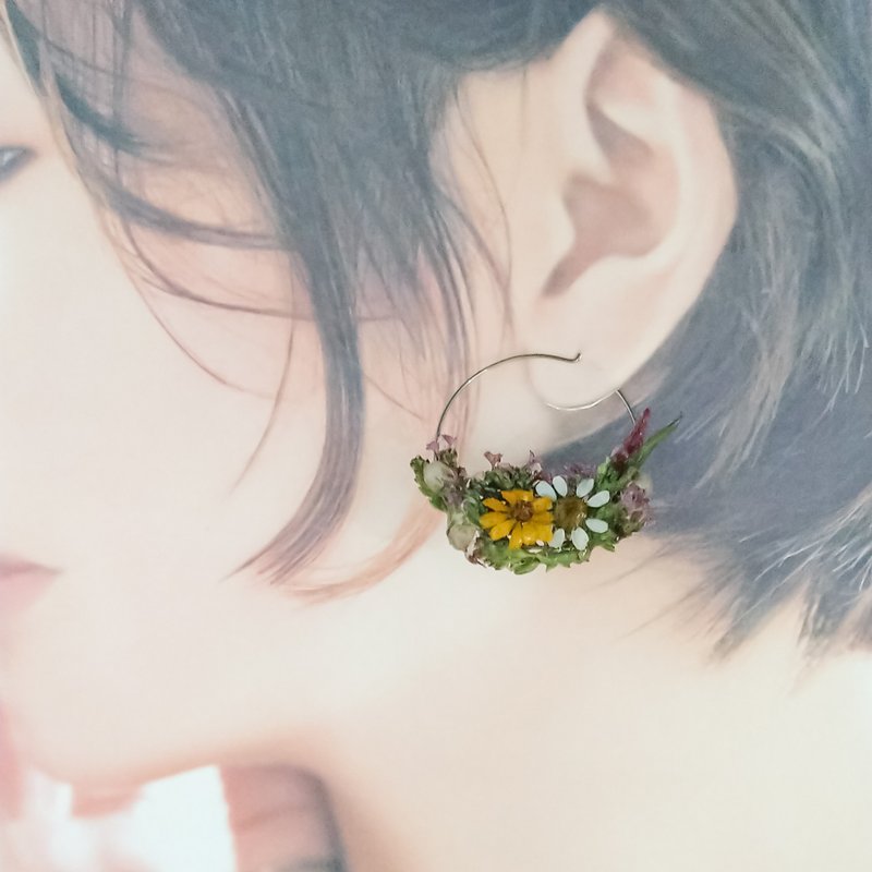 Autumn scented flower basket earrings (made with real flower lover) - ต่างหู - พืช/ดอกไม้ 