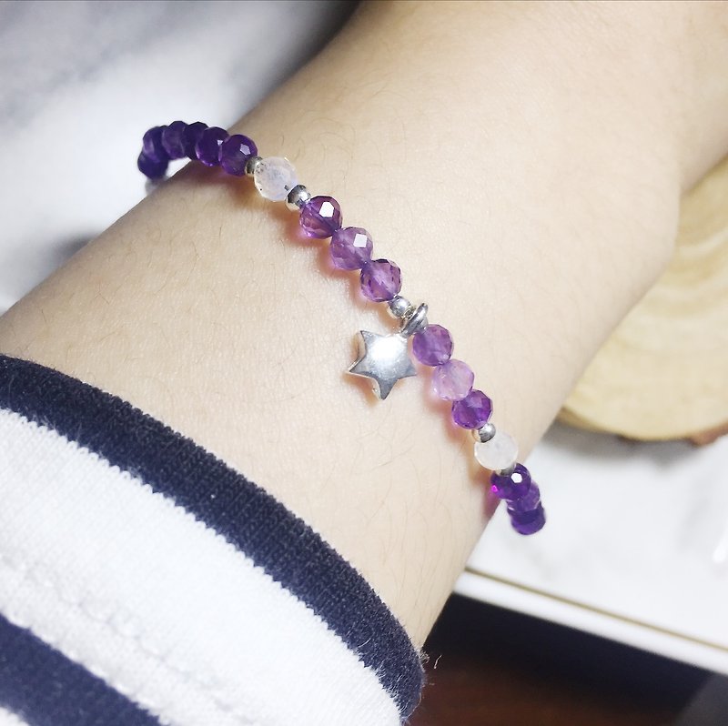 MH sterling silver natural stone elegant series _ February birth stone _ amethyst - Bracelets - Crystal Purple